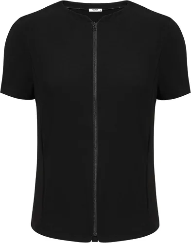 Miniatura 7 de Deyeek Camisas de mastectomía con bolsillos de drenaje Tops post cirugía de hombro para mujeres con puerto de quimio manga corta con cremalleras