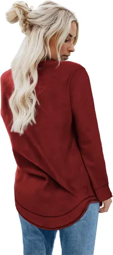 Miniatura 4 de Dofaoo - Sudaderas para mujeres, con cuello redondo, camisetas de manga larga, camisetas largas para usar con leggings