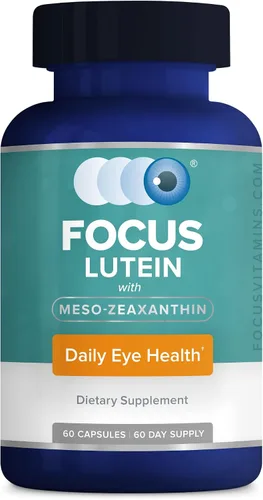 Focus Luteína para ojos con meso-zeaxantina, suplemento vitamínico para los ojos, 60 unidades, suministro para 60 días, soporte diario de visión