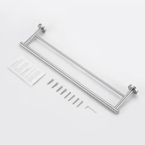 Miniatura 8 de KES Toallero doble de 23.6 pulgadas, soporte para toallas de baño, cocina, barra de toalla doble, resistente al óxido, montaje en pared, acero