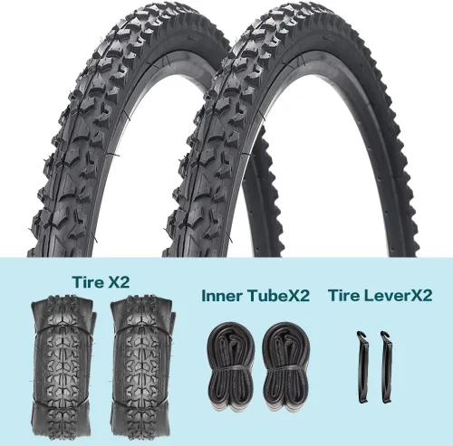 Miniatura 2 de Paquete de 2 neumáticos de bicicleta de 24 pulgadas/26 x 2.125 pulgadas, plegables, de repuesto para bicicleta de montaña 26"/2 Neumáticos 2 Tubos
