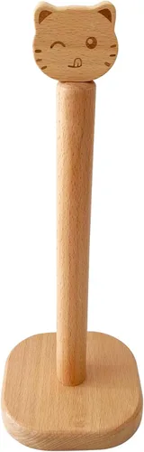 Miniatura 11 de Soporte para toallas de papel, soporte de rollo de cocina de madera (bola negra)