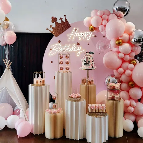 Miniatura 6 de ATOLS Letrero de neón grande de feliz cumpleaños para decoración de pared 2 piezas, con interruptor regulador, letrero de luz de neón reutilizable