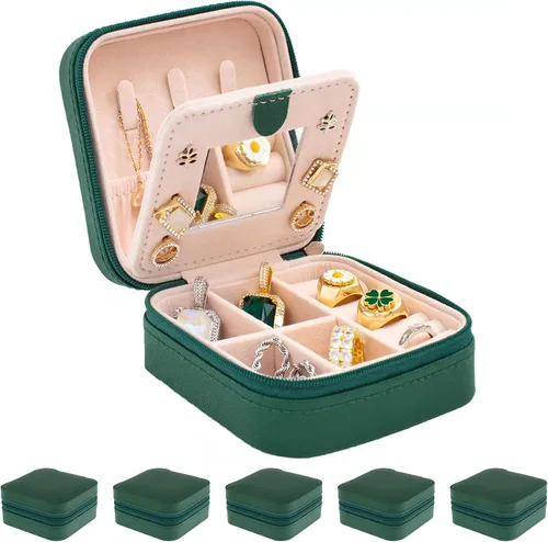 Miniatura 12 de KElofoN Estuche de viaje para joyas Caja de viaje para joyas Organizador de joyas de viaje Pequeño estuche organizador de joyas para niñas y mujeres