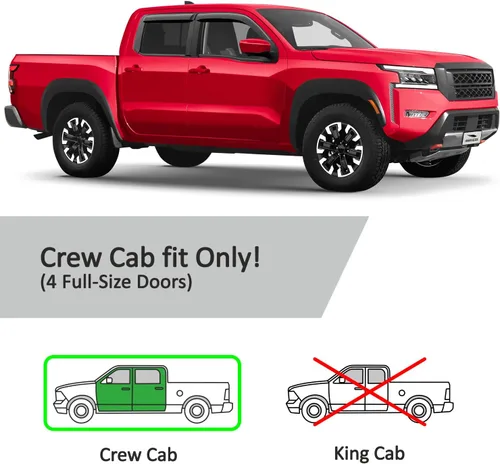 Miniatura 5 de Voron Glass Protectores de lluvia extra duraderos con cinta adhesiva para Nissan Frontier 2022-2026 Crew Cab, deflectores de ventana, viseras