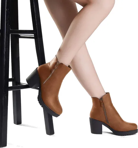 Miniatura 7 de DREAM PAIRS - Botines para mujer, de invierno y tacón bajo grueso