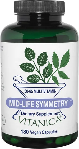 Vitanica - Mid-Life Symmetry, multivitamínico diario y mineral de alta potencia 50-65, vegano, 180 cápsulas