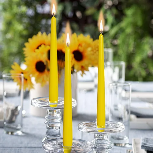 Miniatura 7 de BOLSIUS Velas cónicas amarillas – Paquete de 4 velas sin perfume de 10 pulgadas – 8 horas de tiempo de combustión – Calidad europea premium – Velas