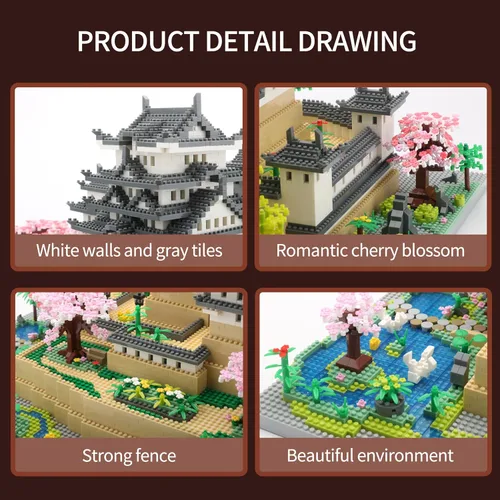 Miniatura 3 de Juego de micro bloques de construcción del castillo Himeji de Japón, colección de monumentos de arquitectura, 10080 piezas, regalo coleccionable
