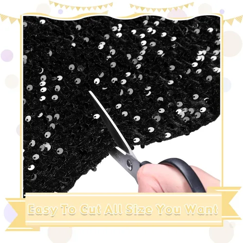 Miniatura 4 de The Yard - Tela de terciopelo con lentejuelas negras de 2 yardas, material grueso brillante para coser ropa de novia, vestidos, disfraces, vestidos