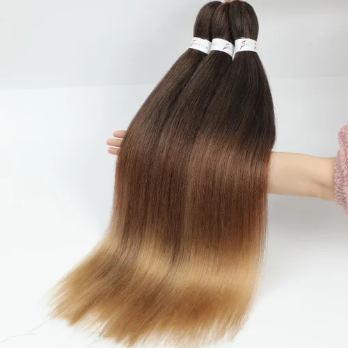 Miniatura 5 de Cabello Trenzado Ombré Pre-Estirado 26 Pulgadas Ombré Marrón 8 Paquetes/Lote Trenza Fijación con Agua Caliente Cabello Sintético Profesional