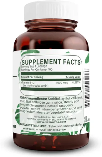 Miniatura 2 de Natural Nutra Vegano Metil B12 1000mcg, suplemento potenciador de la salud del corazón y la energía, sin gluten, 100 pastillas veganas