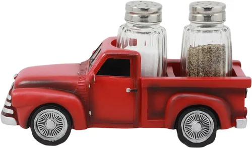 Miniatura 4 de Ebros - Figura clásica de camioneta roja a la antigua usanza, para cocteleras de cristal y salero, decoración de cocina, estatua (S&P Shakers)