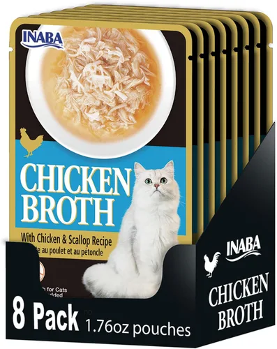 Miniatura 8 de INABA Caldo de pollo, guarnición/adorno para gatos con vitamina E, bolsa de 1.76 onzas, 8 bolsas en total, receta de pollo y salmón