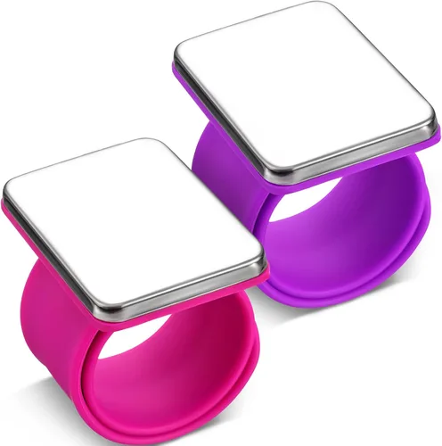 Miniatura 8 de 2 piezas de alfiler magnético para costura, soporte magnético para acolchar, pasadores de costura, pinzas para el cabello con bolsa de franela, Rosa