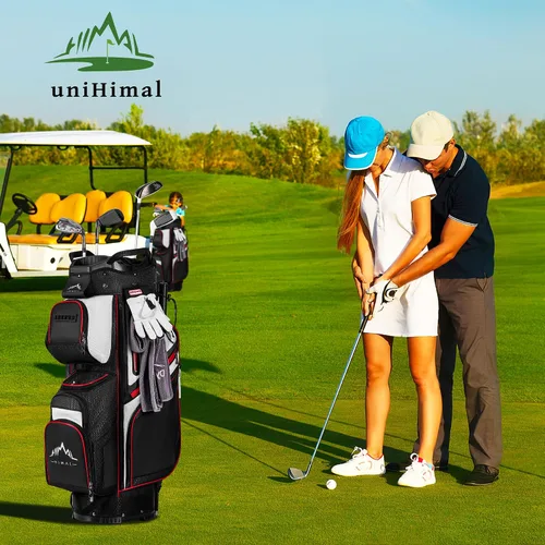 Miniatura 8 de UNIHIMAL Bolsa de carrito de golf Divisor organizador de 15 vías, bolsa de golf premium con asas cómodas y 14 bolsillos