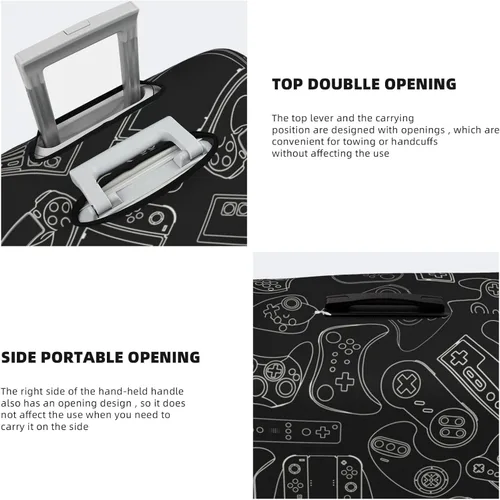 Miniatura 6 de Lukbfall Fundas elásticas lavables para equipaje con patrón de controlador de videojuegos, protector de equipaje para maleta de viaje, funda