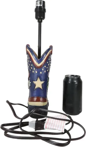 Miniatura 4 de Ebros Gift Banderín patriótico de piel sintética con diseño de águila calva y bandera americana, bota vaquera, pintada a mano, lámpara de mesa
