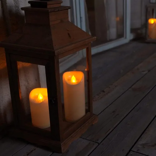 Miniatura 8 de Homemory Velas sin llama impermeables para exteriores de 3 x 7 pulgadas con temporizadores y control remoto, velas que funcionan con pilas, velas