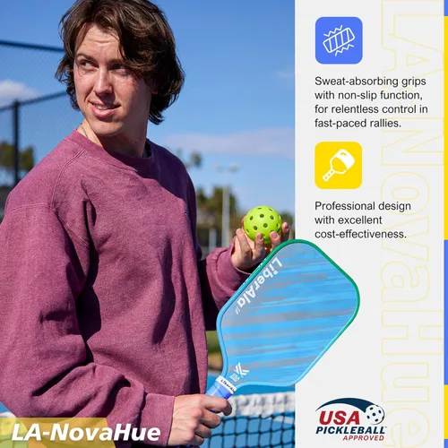 Miniatura 5 de Pickleball Paddles & Set of 2, USAPA Approved Carbon Fiber Pickle Ball Paddle, PP Honeycomb Core, Lightweight & Comfort Grip for Beginners, Pros, 1
