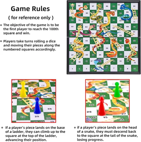 Miniatura 6 de Juegos de mesa de viaje Pequeñas serpientes magnéticas y escaleras Juego de mesa 9.7 pulgadas Tablero plegable portátil