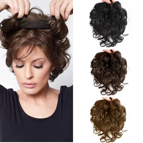 Miniatura 8 de Tupé corto de cabello humano para mujer, con cierre rizado, peluca de cabello natural, con clip, tejido natural, reemplazo de peluca, para línea