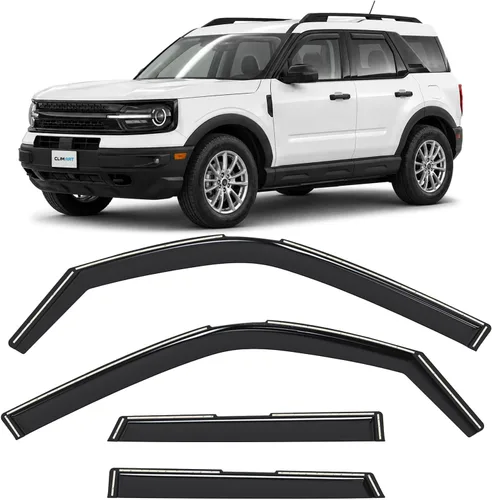 CLIM ART - Deflectores de lluvia increíblemente duraderos en canal para Ford Bronco Sport 2021-2026, deflectores de ventana originales, viseras de