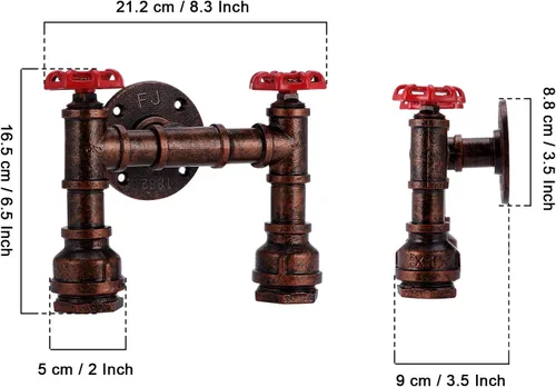 Miniatura 7 de Kawell Lámparas de pared vintage industriales retro lámpara de pared creativa tubo de agua lámpara de pared hierro arte E26 60W Max para dormitorio