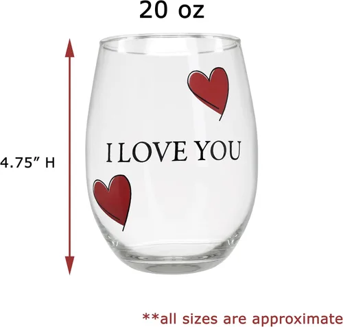 Miniatura 6 de Lovers - Juego de 2 copas de vino sin tallo con corazones decorativos, copas de vino románticas de Mr & Mrs His and Hers, regalo para parejas