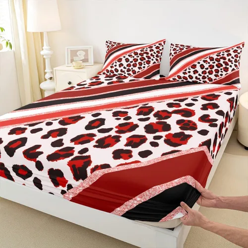 Miniatura 11 de Sábana bajera ajustable para niños, tamaño individual, diseño de cebra y leopardo con purpurina, decoración de habitación para niñas y mujeres, A1