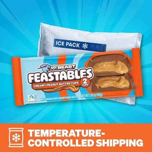 Miniatura 2 de Feastables MrBeast Copas de Mantequilla de Maní, Chocolate con Leche y Relleno de Mantequilla de Maní Cremosa, Copas para Adultos y Niños, Dulces