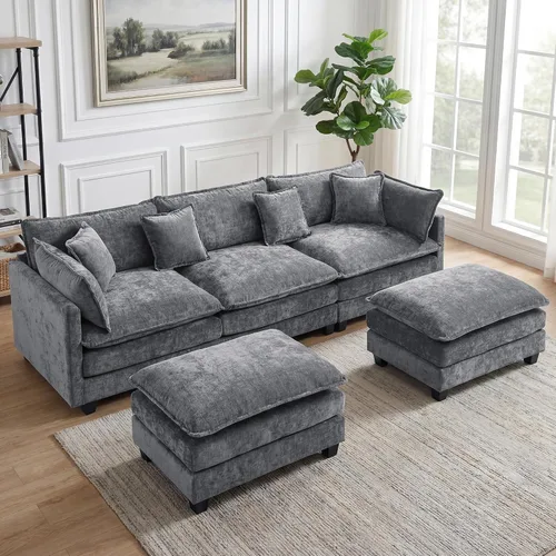 Miniatura 10 de Sofá seccional, cómodo sofá modular de nube, sofá modular de asiento profundo, sofá moderno en la nube, sofás modulares para sala de estar, Beige