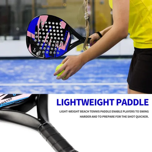 Miniatura 5 de Pala de pádel Superficie de Fibra de Carbono con núcleo de espuma EVA Memory Flex Pala de pádel ligera Azul 2 piezas