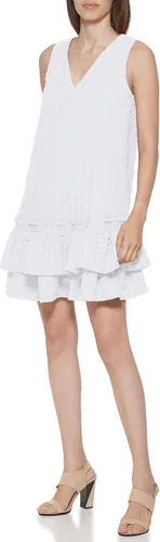Miniatura 2 de Calvin Klein Vestido sin mangas con volantes plisados laterales para mujer