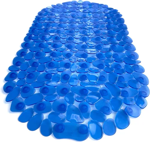 Miniatura 31 de Alfombra antideslizante para bañera y ducha "Pebbles" de 27 x 14 pulgadas, ovalada, no tóxica, segura, limpia, lavable a máquina, agarre y drenaje