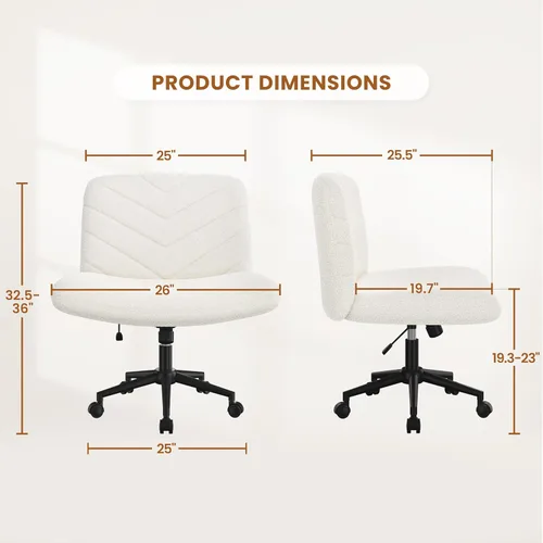 Miniatura 2 de Yaheetech Silla de Escritorio de Oficina con Patas Cruzadas Anchas sin Ruedas, Sillas Giratorias Cómodas para Computadora de Tocador para Hogar