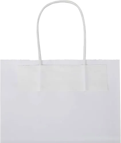 Miniatura 6 de bagmad Paquete de 100 bolsas de papel kraft blancas medianas resistentes con asas a granel, bolsas de regalo gruesas de 8 x 4.75 x 10 pulgadas
