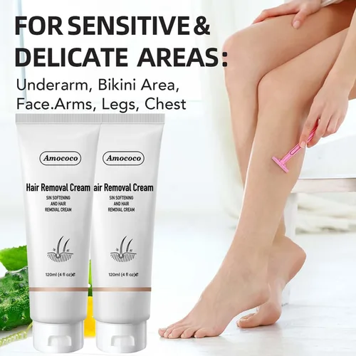Miniatura 5 de Kit de crema depilatoria sin dolor, crema depilatoria eficaz para mujeres y hombres, formulada con pepino para una piel suave, removedor de vello