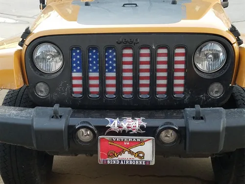 Miniatura 3 de Hooke Road JK Rejilla Frontal de Malla Inserto de Parrilla Pantalla Anti-Insectos Bandera Estadounidense para Jeep Wrangler JK y Unlimited 2007-2018