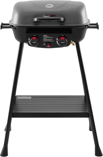 Miniatura 2 de Royal Gourmet GT2003 Parrilla portátil de gas propano de 2 quemadores con soporte y rejilla calefactora, combo de parrilla y plancha 2 en 1