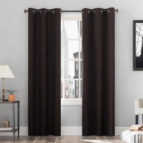 Sun Zero Cyrus - Par de paneles de cortinas térmicas 100% opacas con ojales Cacao
