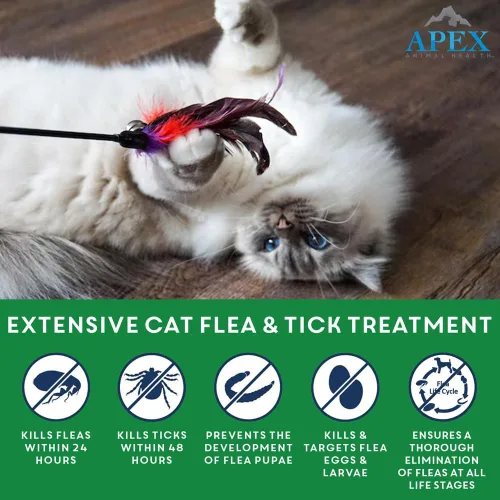 Miniatura 2 de Tratamiento antipulgas Apex Plus para gatos, 1,5+ libras Suministro de 3 meses Gotas para el tratamiento de pulgas y garrapatas para gatos