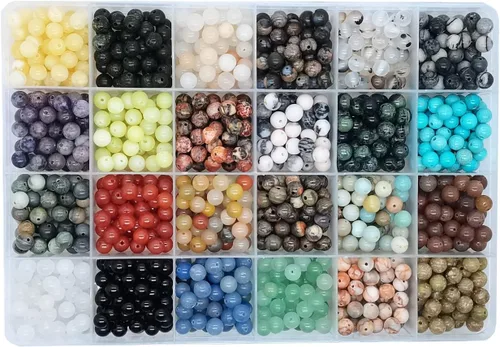 1200 cuentas redondas de piedra natural de 6mm, cuentas de gemas sueltas, orificio de 0.04 pulgadas, cuentas lisas para manualidades, pulseras,