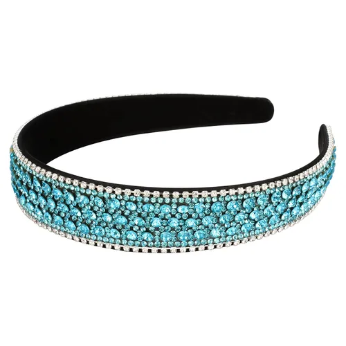 Wecoe Diadema con diamantes de imitación para mujeres y niñas, azul, diadema de moda, antideslizante, brillante, cristal, diamante, banda fina para