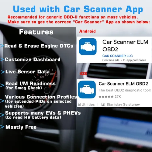 Miniatura 2 de Veepeak OBDCheck BLE Bluetooth OBD II escáner para iOS y Android, herramienta de diagnóstico del lector de código de luz del motor de control