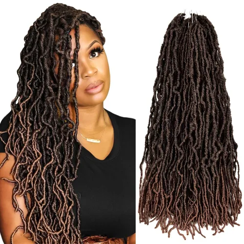 Miniatura 51 de Niseyo Rastas de pelo sintético de ganchillo de 24 pulgadas, 6 paquetes de extensiones de cabello sintético lacio de ganchillo largo