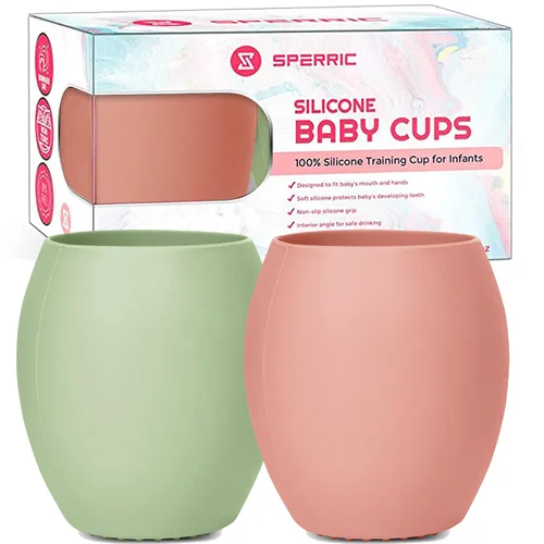 Miniatura 6 de Taza de silicona para bebé, taza de entrenamiento para niños pequeños, taza abierta para el destete LED de bebé, paquete de 2 tazas para bebés sin