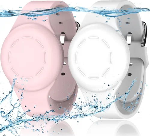 Miniatura 10 de R-fun Impermeable para Brazaletes Air Tag [Paquete de 2] Compatible con Localizadores Apple Air Tag, Funda Protectora de Silicona Suave, Anti