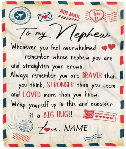 Miniatura 44 de Manta personalizada con texto en inglés «To My Nephew from Aunt Uncle Auntie I Love You Hugs» (texto en inglés) con texto en inglés «To My Nephew»