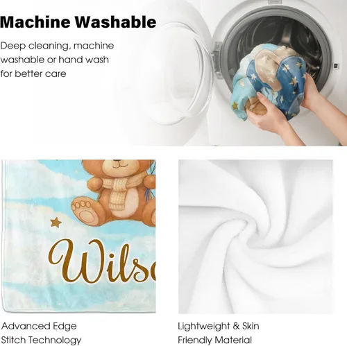 Miniatura 3 de Manta de bebé personalizada para niños y niñas, manta de bebé personalizada ultra suave y acogedora con nombre para niños pequeños, manta de cama